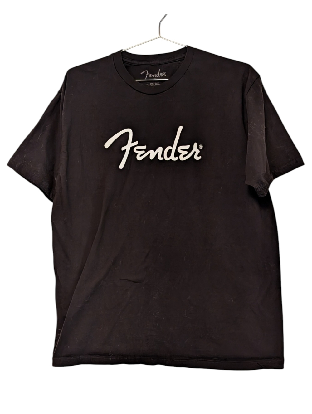 Fender Black T-Shirt with White Script Logo